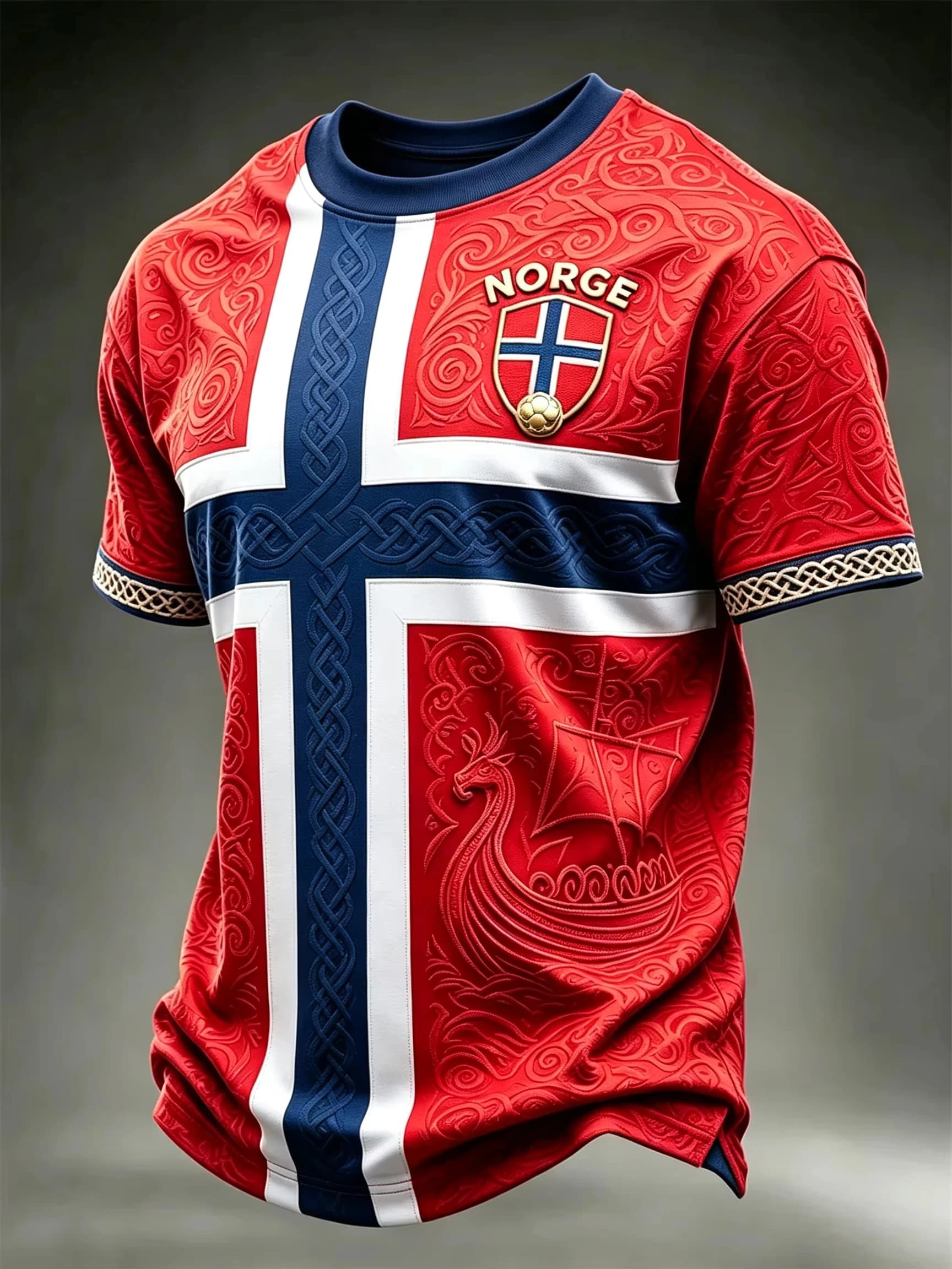 2026 New Men Norway O Neck Football Shirt Full Nordic Viking Relief Style Pattern 3D Print Quick Dry Breathable Fan Sport Jersey
