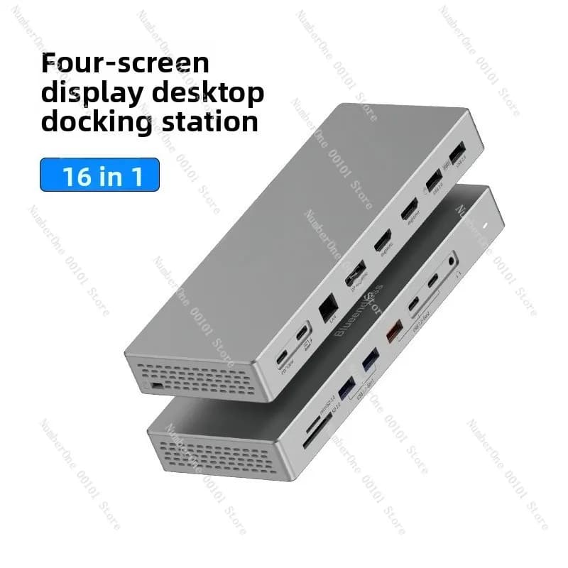 Docking station desktop 16-in-1 a quattro schermi Convertitore porta di rete Gigabit splitter USB 3.2 ad alta definizione 4K60Hz