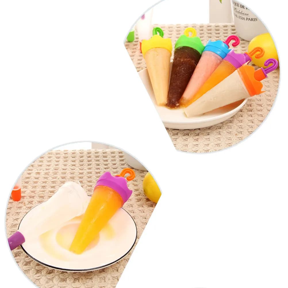 Set da 6 Stampi per Ghiaccioli a Forma di Mini Ombrello, in PP per Alimenti, per Yogurt, Purea di Frutta, Gelatina, Feste