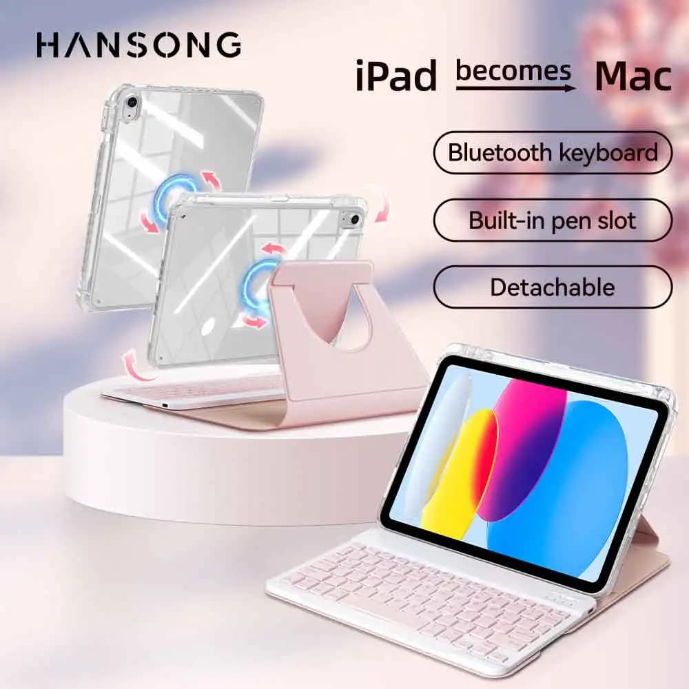 Custodia con tastiera per iPad 10a generazione 11 pollici A16, per iPad Air 11 M4 2026 M2 M3 Air 4 5 10.9 720 ° Cover Magnetica Staccabile per Tablet
