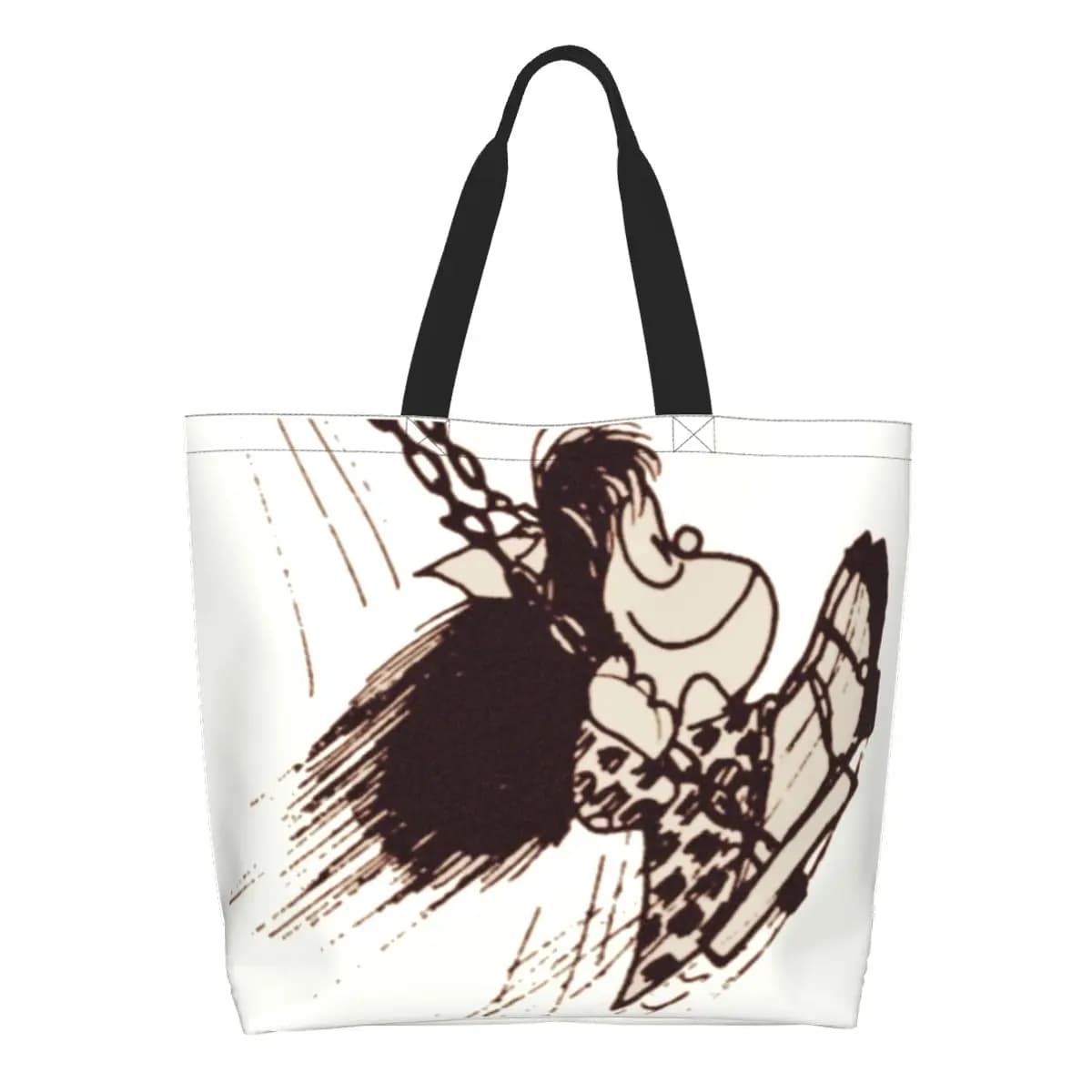 Personalizzato Divertente Laptop Pelli Maniche Mafalda Shopping Tote Bag Riciclaggio Quino Cartoon Manga Generi Alimentari Borsa a tracolla in tela Shopper