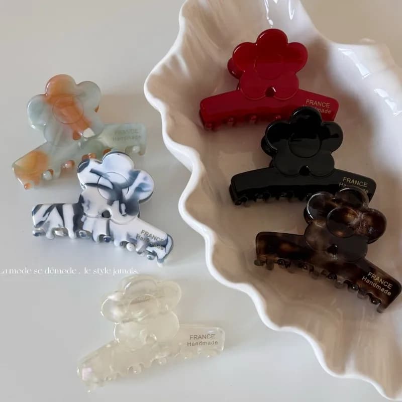 Acetate flower medium shark clip female French elegance hair accessories contrasting color hairpin hair accessory