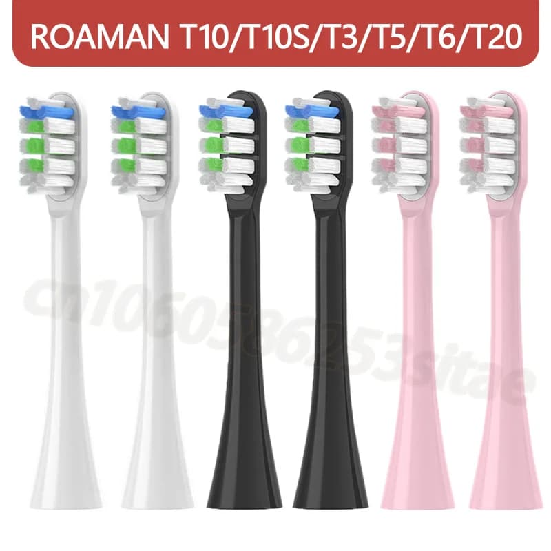 ROAMAN Testine di ricambio per spazzolino elettrico T3/T5/T10/T10S/T20/E7/V5 Testine morbide per ugelli DuPont Testine per spazzolino