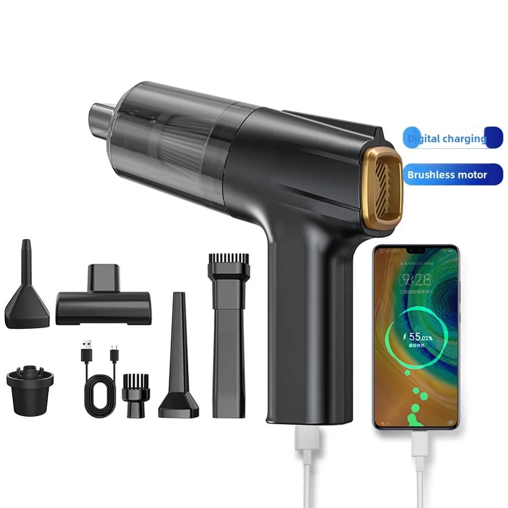 Aspirapolvere Portatile Senza Fili con Motore Brushless, Ricaricabile, per Casa e Auto, Doppio Uso