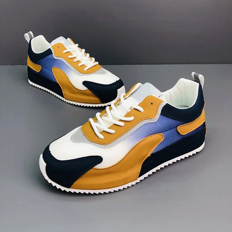 Men Chunky Sneakers Fashion Casual Easy Matching Leather Mesh Breathable Increased Internal Cover Bottom Platform Board Shoes