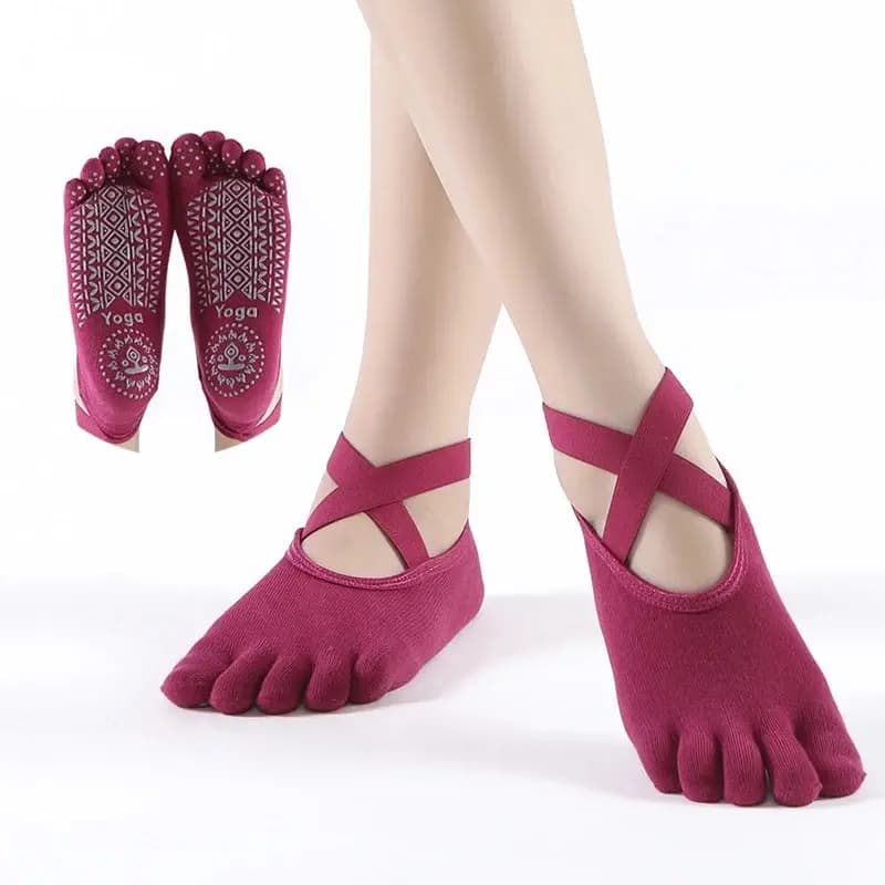 Women's Breathable Yoga Socks Pilates Socks with five fingers silicone non-slip wrapping Cotton Women's Socks for Fitness Training, Classic Dance