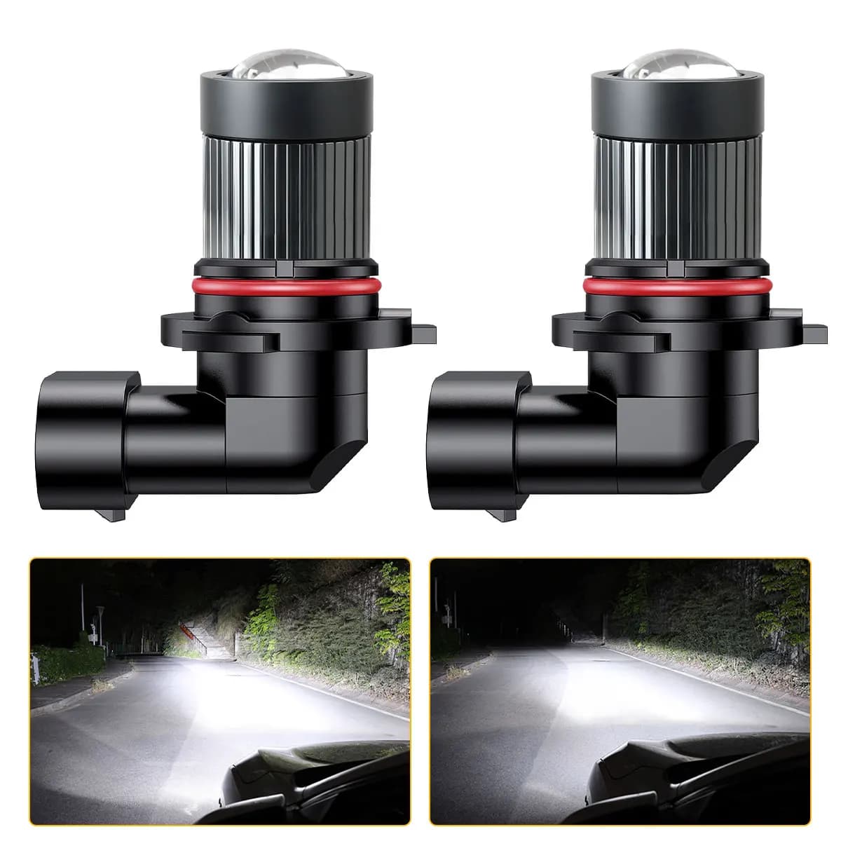 2Pcs LED H11 H8 H9 H7 Projector Mini Lens Auto Car Headlight Fog Bulbs 6000K Fog Lamp Day Running Light 12V