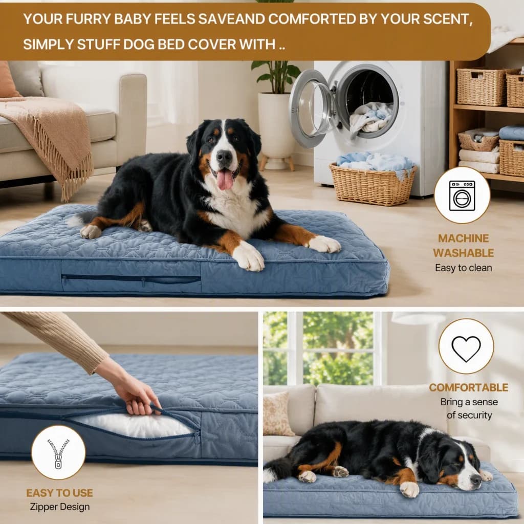 DIY Customizable Brushed Dog Crate Cover, Waterproof Anti-Slip Washable PU Foam Solid Kennel Protective Pad