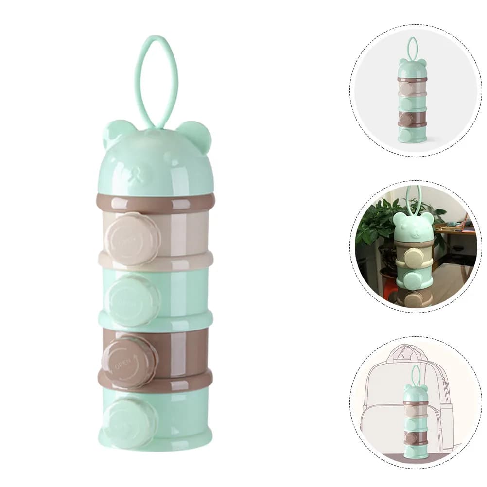 Set of 2 Dispensers Stackables for Formula, Container Anti-frills for Powder Milk, 4 Roads, for Snacks and Proteins in Children's Powder