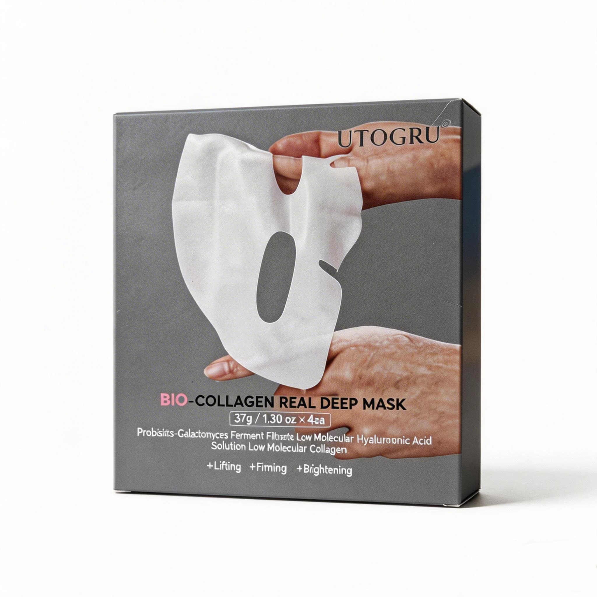 Maschera BIO-COLLAGENE Real Deep, Confezione da 4 – Maschera in Tessuto Lifting, Rassodante e Illuminante con Probiotici, Fermento di Galactomyces, Basso Peso Molecolare