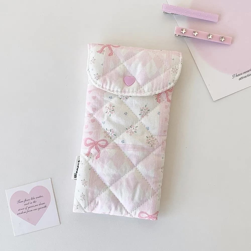 New With Button Glasses Storage Bag Floral Pattern Anti Pressure Sunglasses Case Dustproof Pencil Case