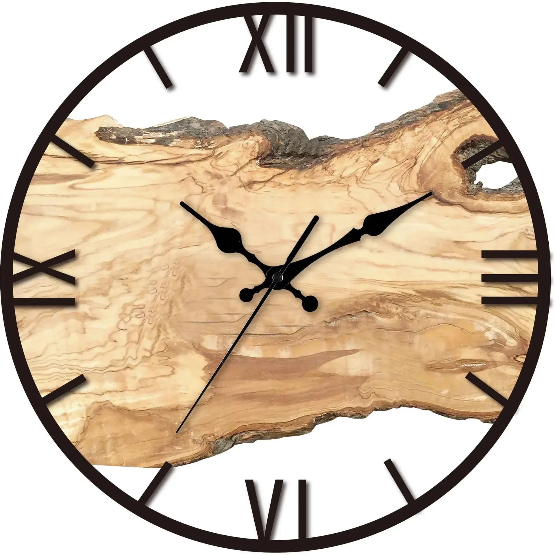 Simple acrylic wall clock with wooden effect texture