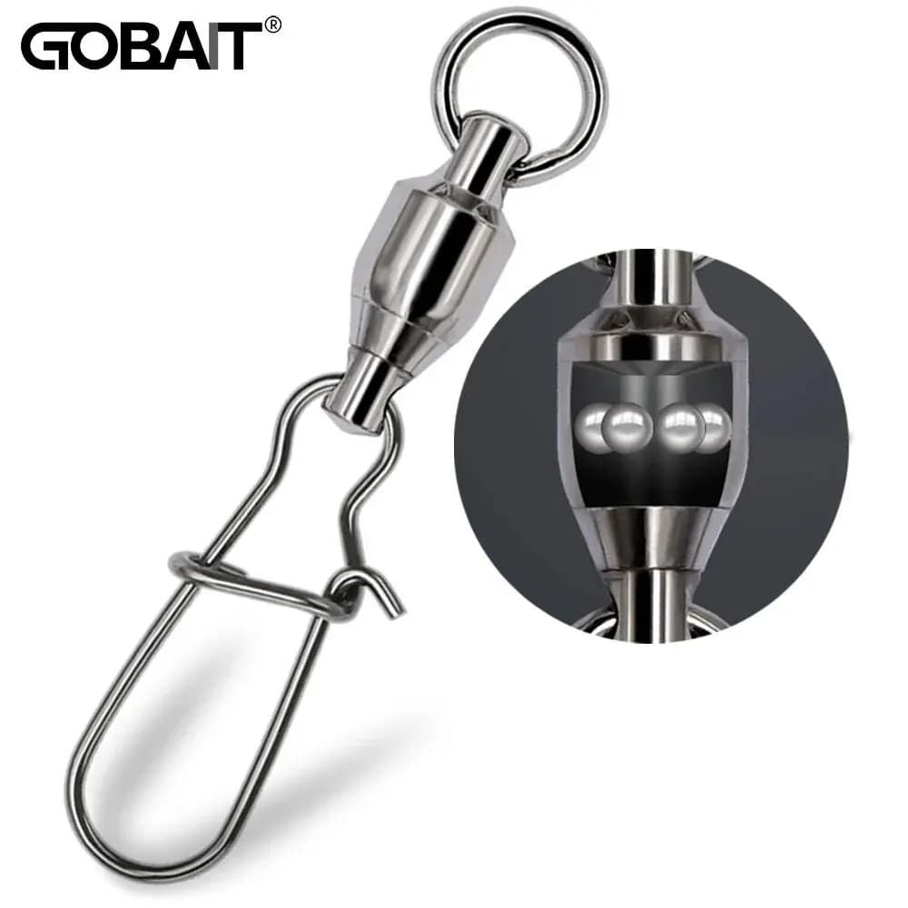20PCS Swivel Snap Connector Pin Ball Bearing Rolling Ring Buckle Kit Pesca Lure Line Connect Cross Lock Fishing Tools