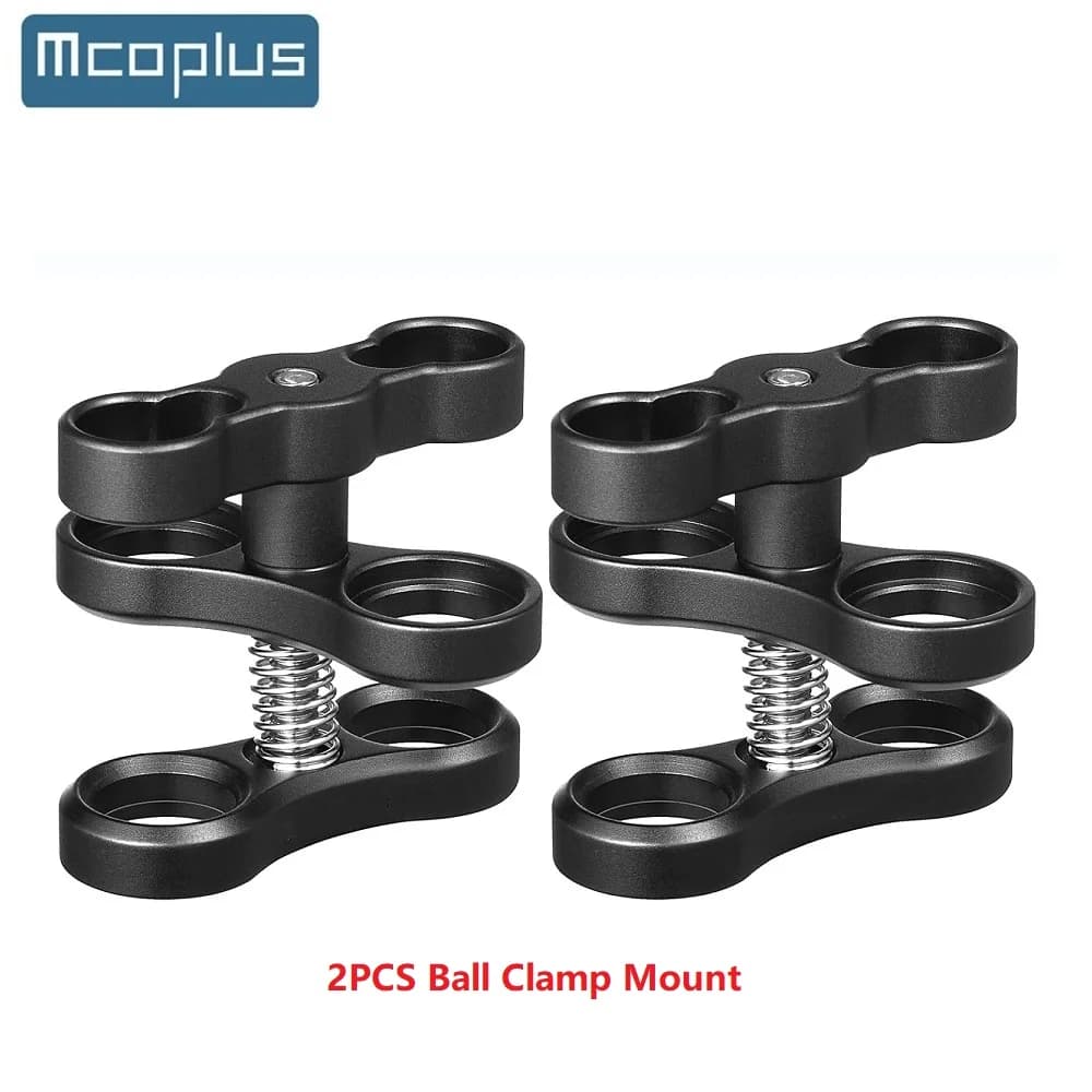 Mcoplus 2 Pieces 1''' Aluminum Foil Clamp for Underwater Lighting Braces, Photography Support System with Action Cam and Flashlight