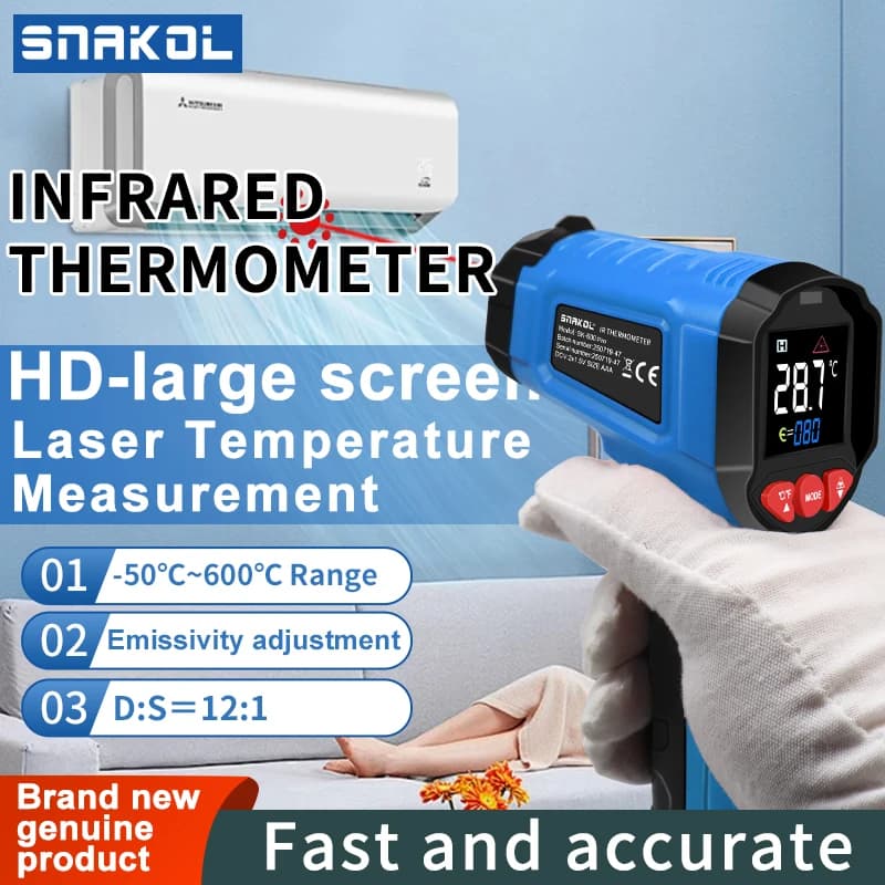 SNAKOL Termometro a infrarossi Pistola per cucina e manutenzione automobilistica Utilizza display a colori con allarme ad alta temperatura