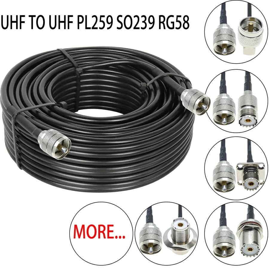 RG58 UHF Maschio a UHF PL259 SO-239 Maschio Femmina Spina Jack A Crimpare Connettore Coassiale RF Auto WIFI antenna estensione Cavo coassiale in rame