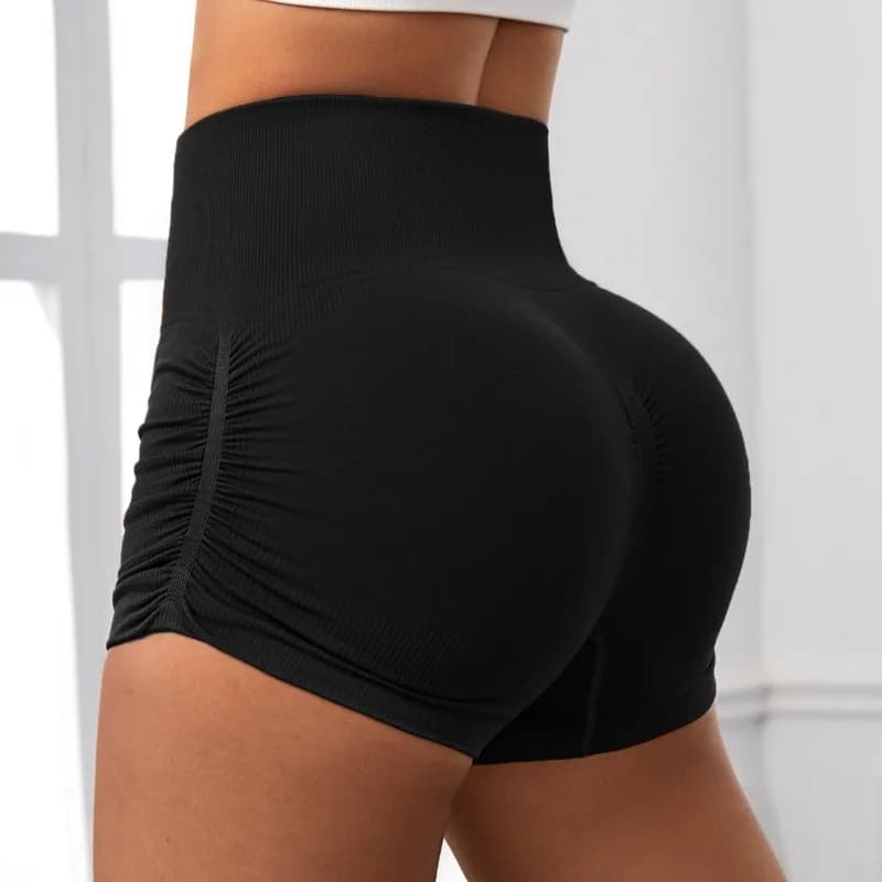Women's Summer Shorts Without High Waist Stitching, Elasticized for Gym Race Cycling, Sexy with Effect Lifting Clams, Model Three Quarters