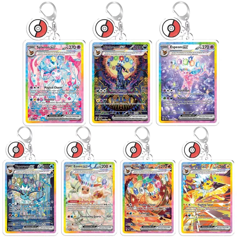 Acrylic Keychain for PKMN Vaporeon Eevee Flareon Espeon Sylveon Jolteon Umbreon Backpack Pendant Decoration Key Ring Accessories