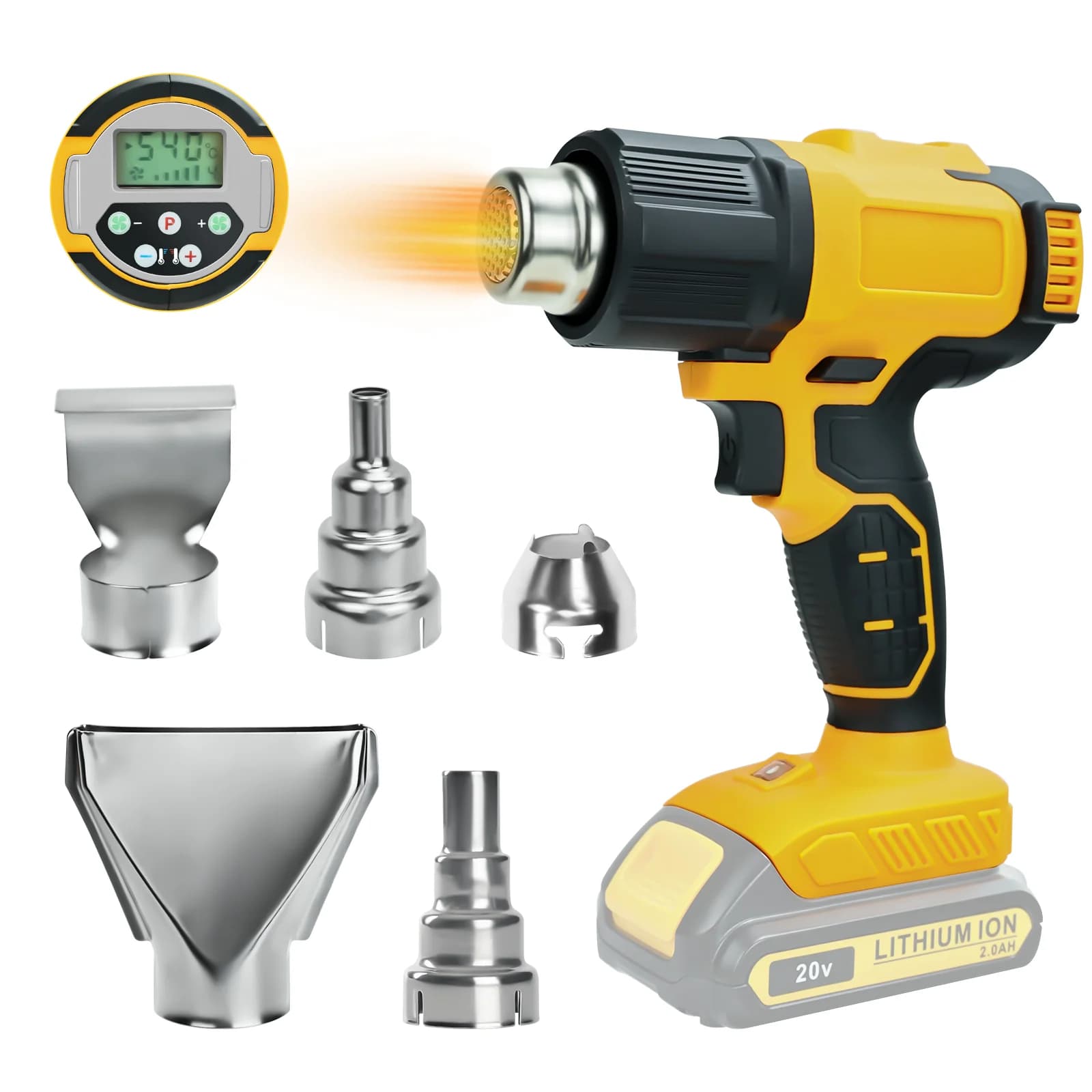 Pistola termica a batteria per pistola ad aria calda con batteria Dewalt da 20 V con display digitale LCD per avvolgimento termoretraibile e piegatura dei tubi (senza batteria)
