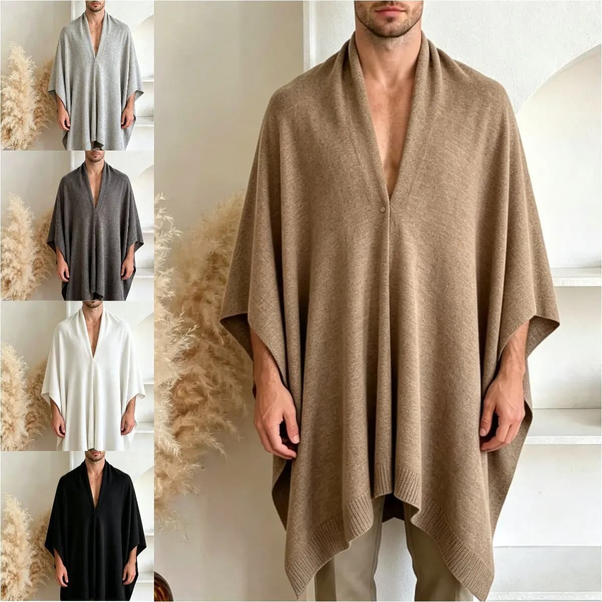 Holiday Style Cardigan Summer Thin Beach Sunscreen Clothes Ice Silk Knitted Air Conditioning Clothes Solid Color Cold Shawl Men