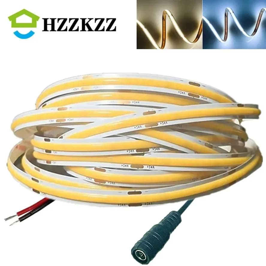 Striscia COB a LED 12V 24V luce a nastro Ultra sottile da 8MM con spina cc/filo a 2pin illuminazione lineare dimmerabile decorazione della lampada ad alta densità