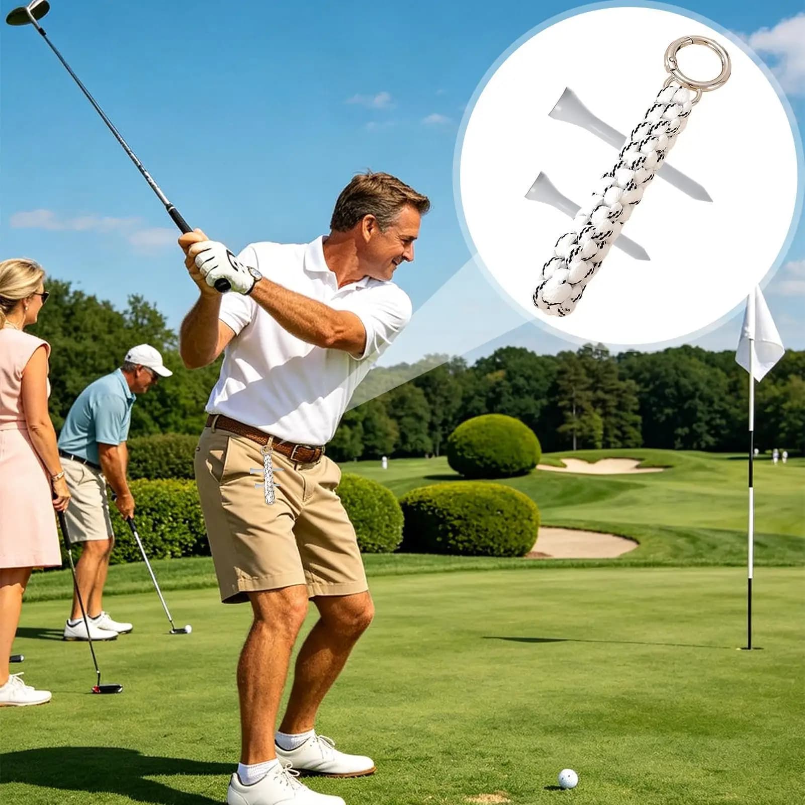 Rope Purse Charm Stylish Pendant Golf Tee Holder Bag Charm For Adults Kids Golfer Wallet Schoolbag Handbag Home Decoration
