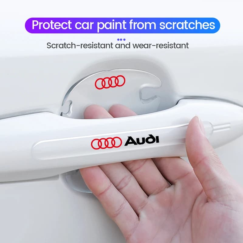 4/8PCS Auto Maniglia Della Porta di Protezione Adesivo Emblema Car Styling Per Audi Linea A1 A3 A4 A5 A6 A7 Q5 Q7 RS3 RS S3 S4 S5 S6 S7 S8