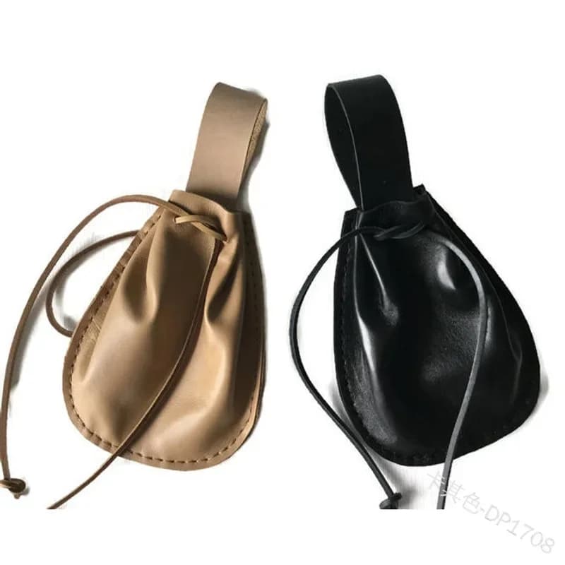 Medieval Vintage Money Pouch Bag Waist Ring Belt Costume Accessory Parts For Men Women Viking Faux Leather Drawstring Coin Purse