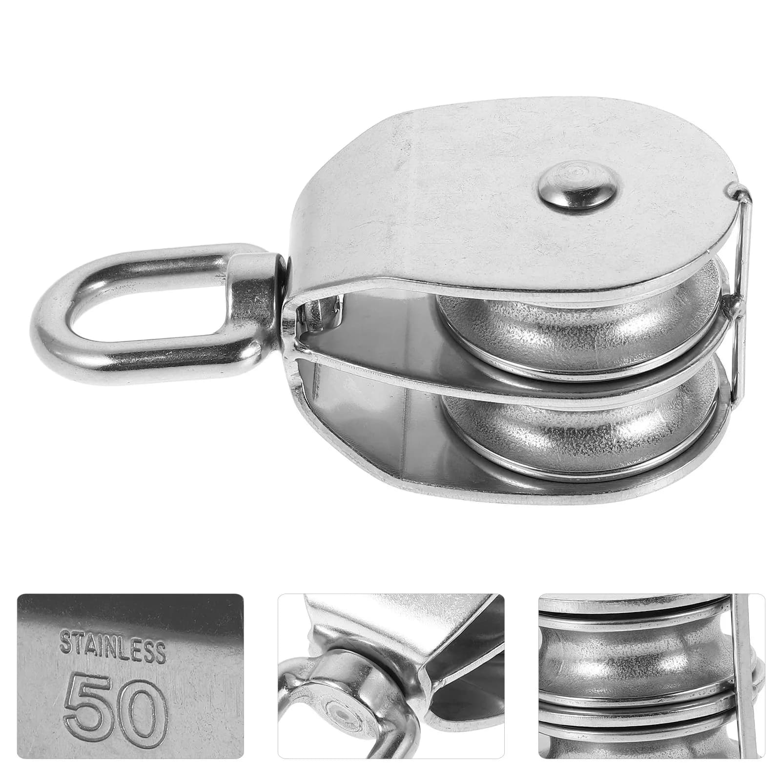 Marine Stainless Steel Pulley Heavy Duty Dual Wheel for Rope Lifting Wire Cable Pulley Block Traction Winch Anchor Cable