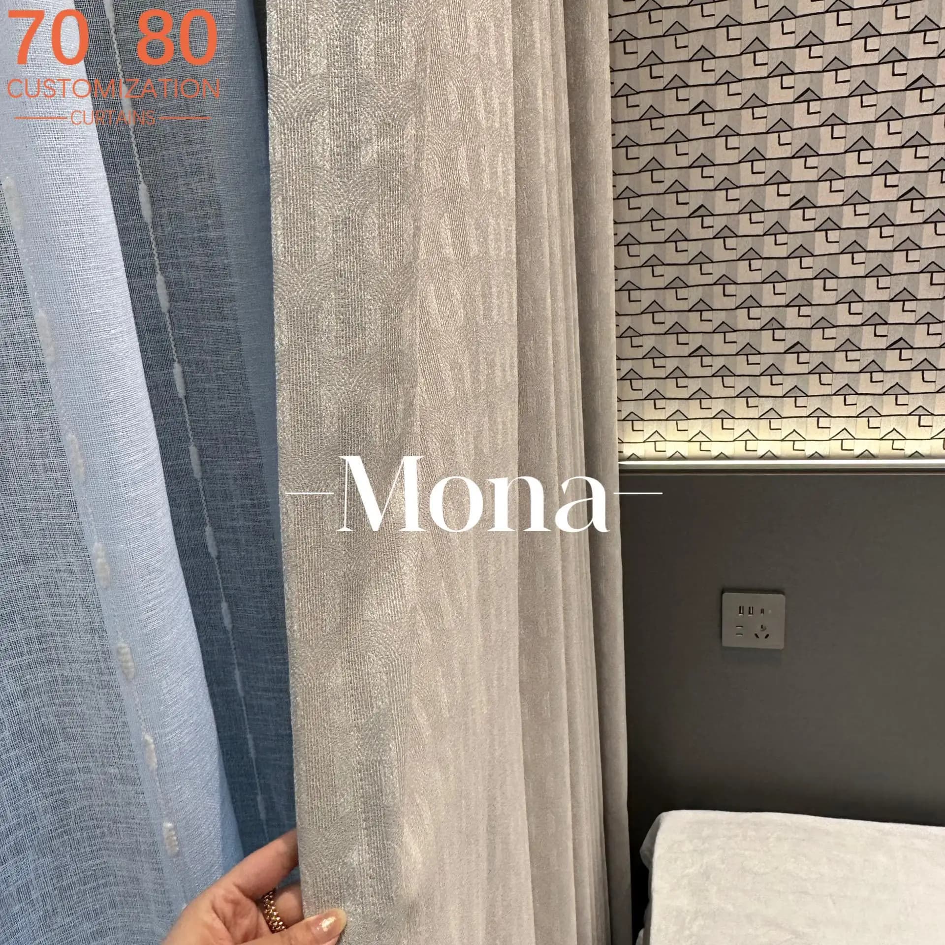 New Champagne Beige Line Jacquard Thickened Blackout Curtains for Living Room Bedroom Partition Curtains Customized Finished