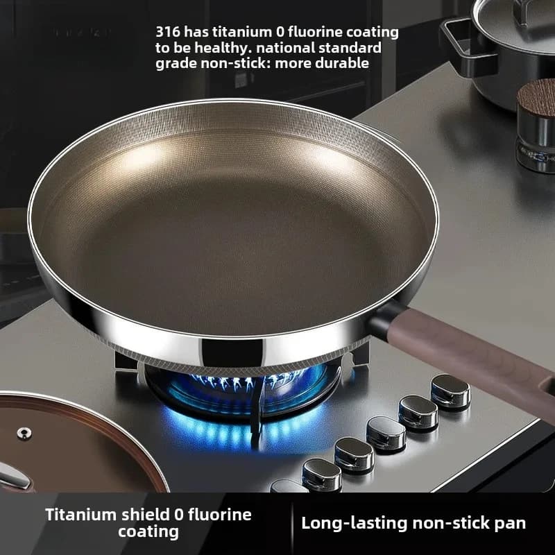 Stainless steel pan 316, non-coated titanium non-stick pan, frittata, steak pan, universal electromagnetic