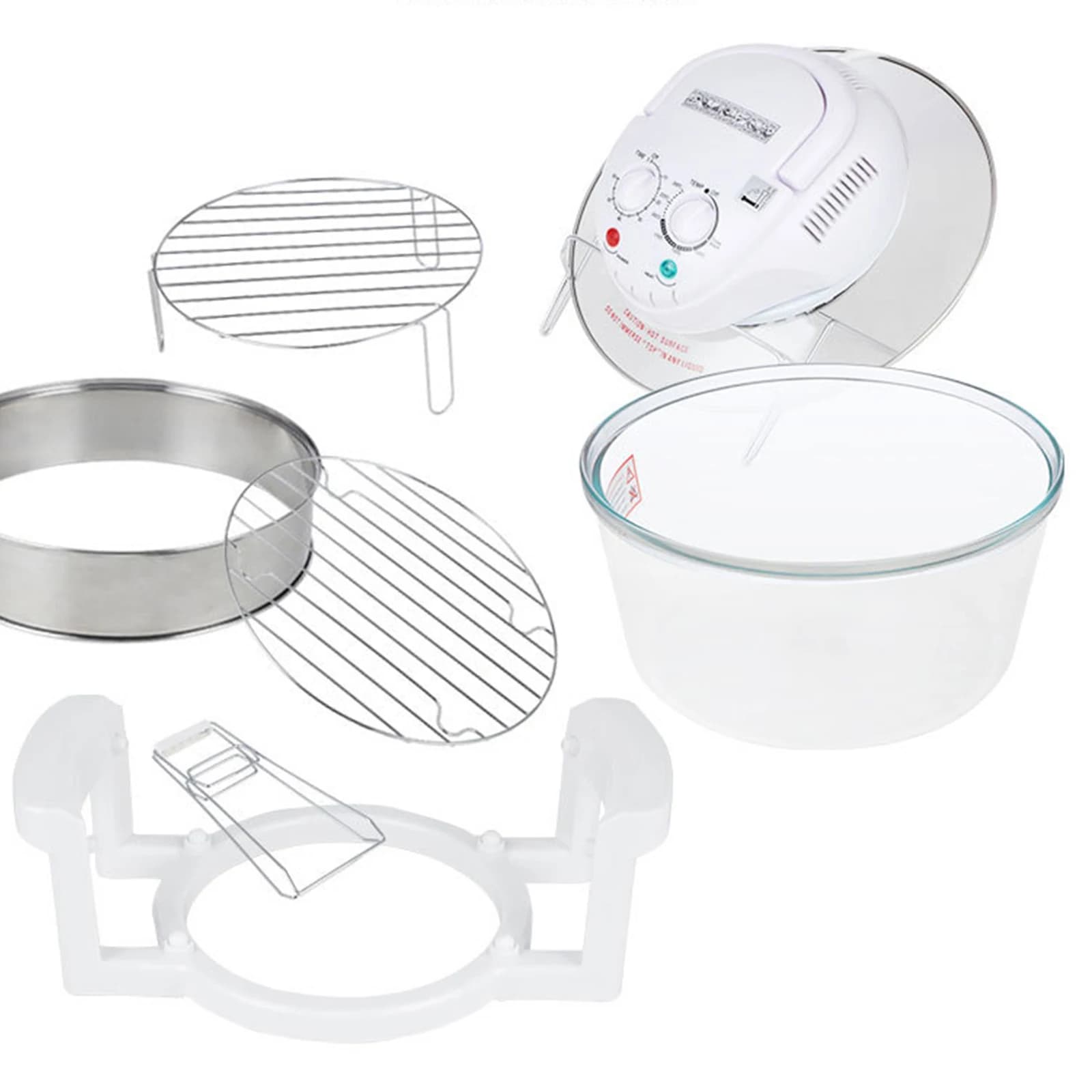 Nuova Friggitrice ad Aria in Vetro da 12L/17L con Finestra di Visualizzazione, Cestello Antiaderente, Utensile da Cucina da Appoggio per Frittura e Cottura Sana