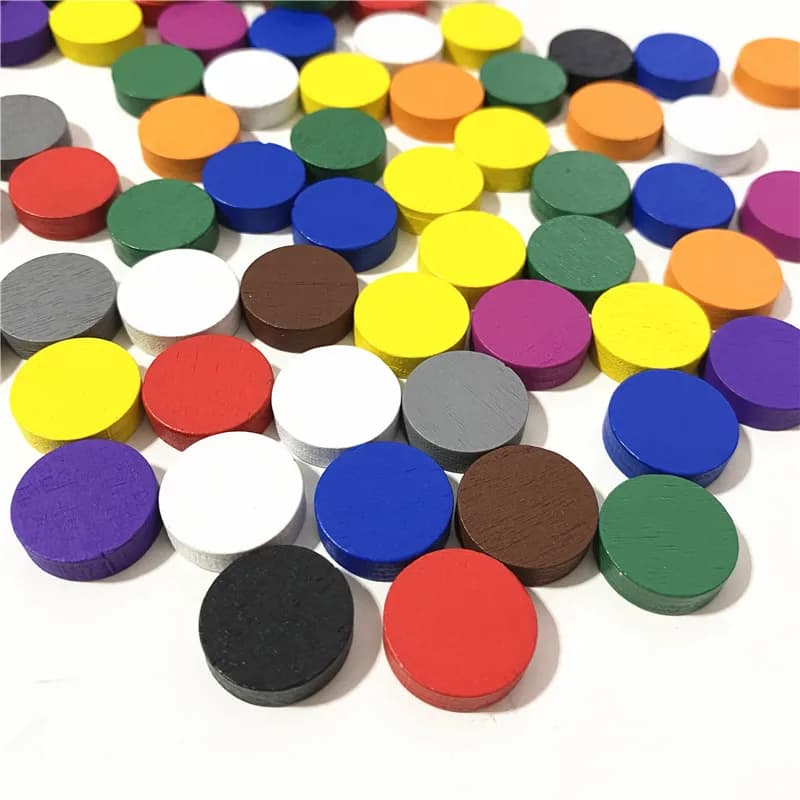 50 pezzi 15*5MM 11 colori disco in legno pedone pezzi di gioco scacchi colorati per gettoni accessori per giochi da tavolo