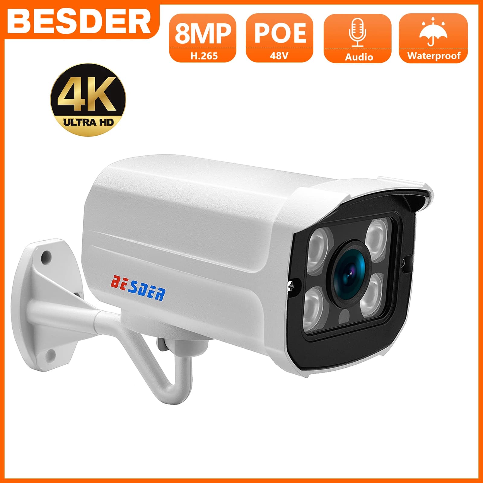 BESDER grandangolare 2.8mm 2MP 4MP 5MP 8MP telecamera IP sorveglianza impermeabile P2P RTSP Bullet telecamera CCTV avviso di posta XMEye Outdoor