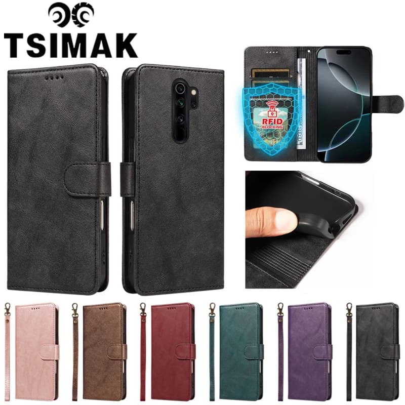 Leather Case For Xiaomi Redmi Note 8 Pro Cover Redmi Note 8 Note8 Case Flip Wallet RFID Blocking Layer Protect Anti-Theft Coque