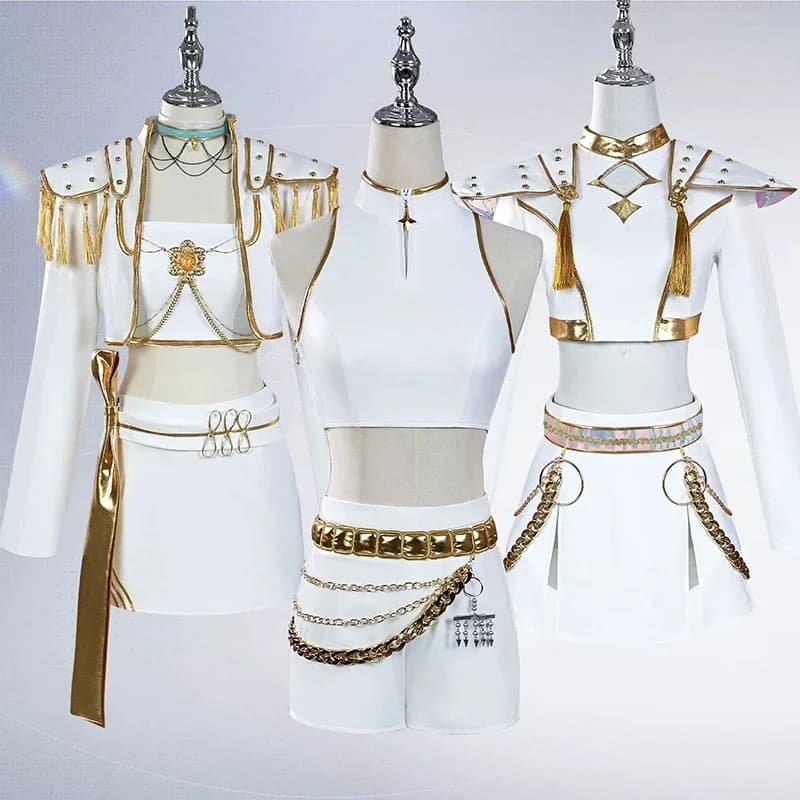 Halloween KPop Rumi Mira Zoey Dress White Woman Girl Halloween Party Playing Game Cosplay Costume