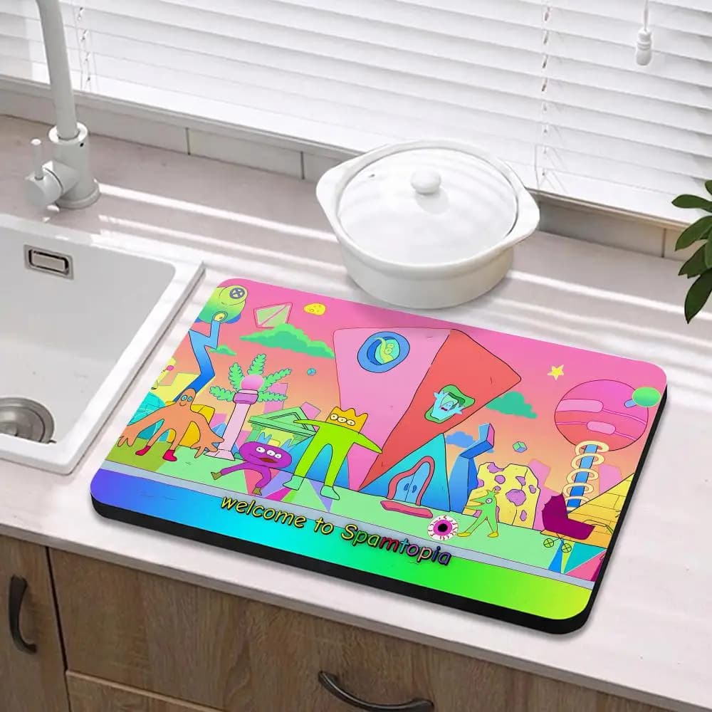 Tappetino da Pavimento Cartoon S-Smiling Friends in Diatomite Ecologico Antibatterico e Antiodore per Cucina e Bagno