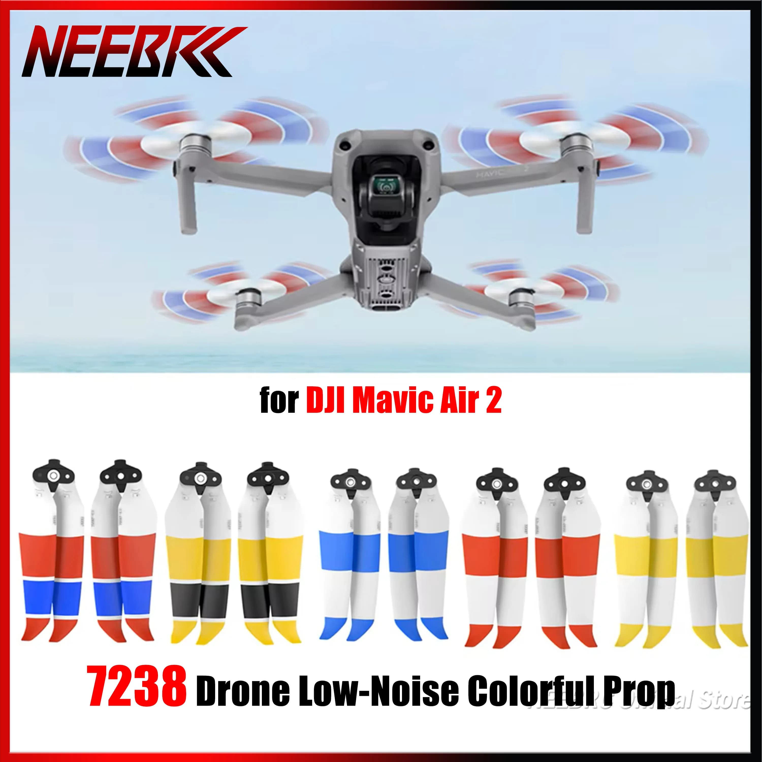 7238 Low-Noise Colorful Drone Prop Blade Noise Reduction Propellers for DJI Mavic Air 2 FPV Quadcopter Replacement Accessories