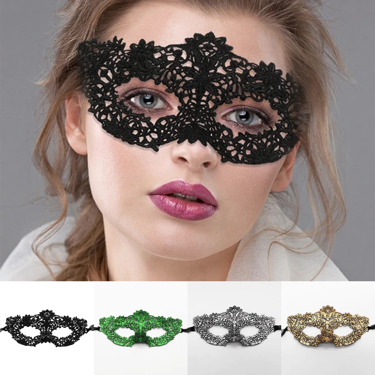 Maschera da donna sexy in pizzo cavo Principessa Masquerade Party Cosplay Puntelli da ballo Maschera Costume esotico Discoteca Regina Maschera per gli occhi