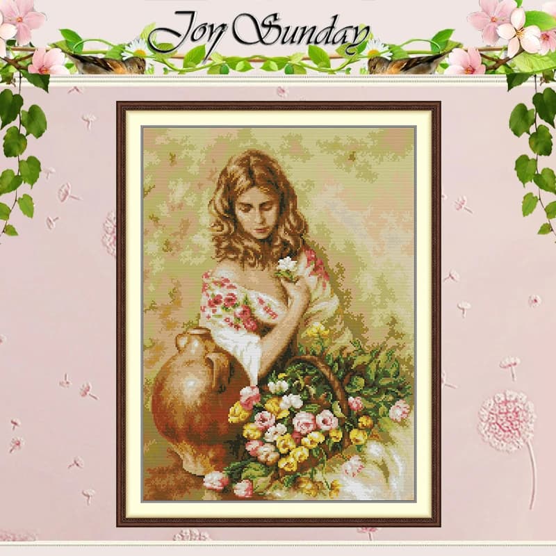 Floral Fragrance Patterns Counted Cross Stitch Set DIY 11CT 14CT 16CT HD Stamped DMC Cross-stitch Kit Embroidery Needlework