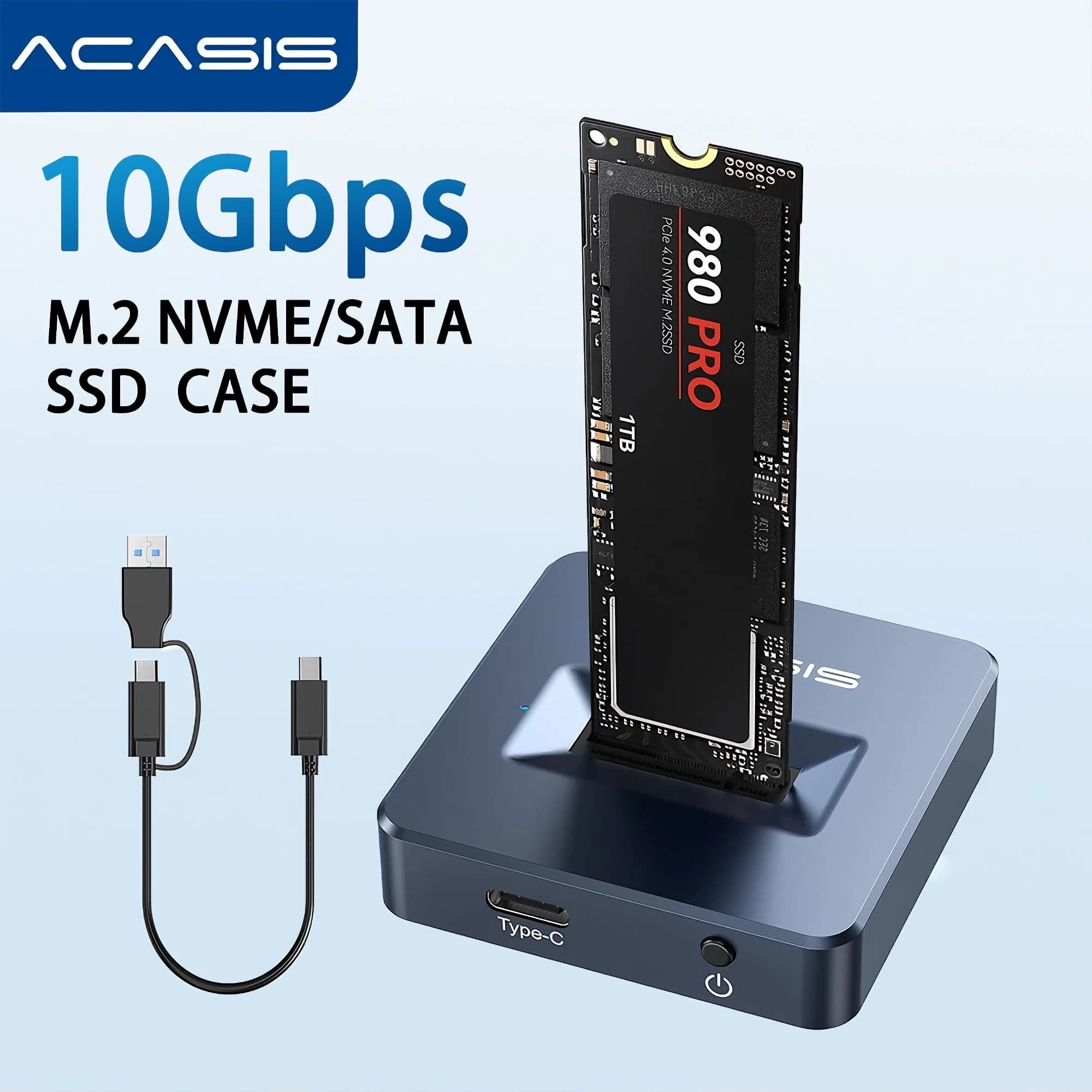Custodia ACASIS M.2 SATA NVMe Custodia SSD esterna in alluminio da 10 Gbps Tipo C USB 3.2 Gen 2 Scatola disco rigido per PC portatile Windows