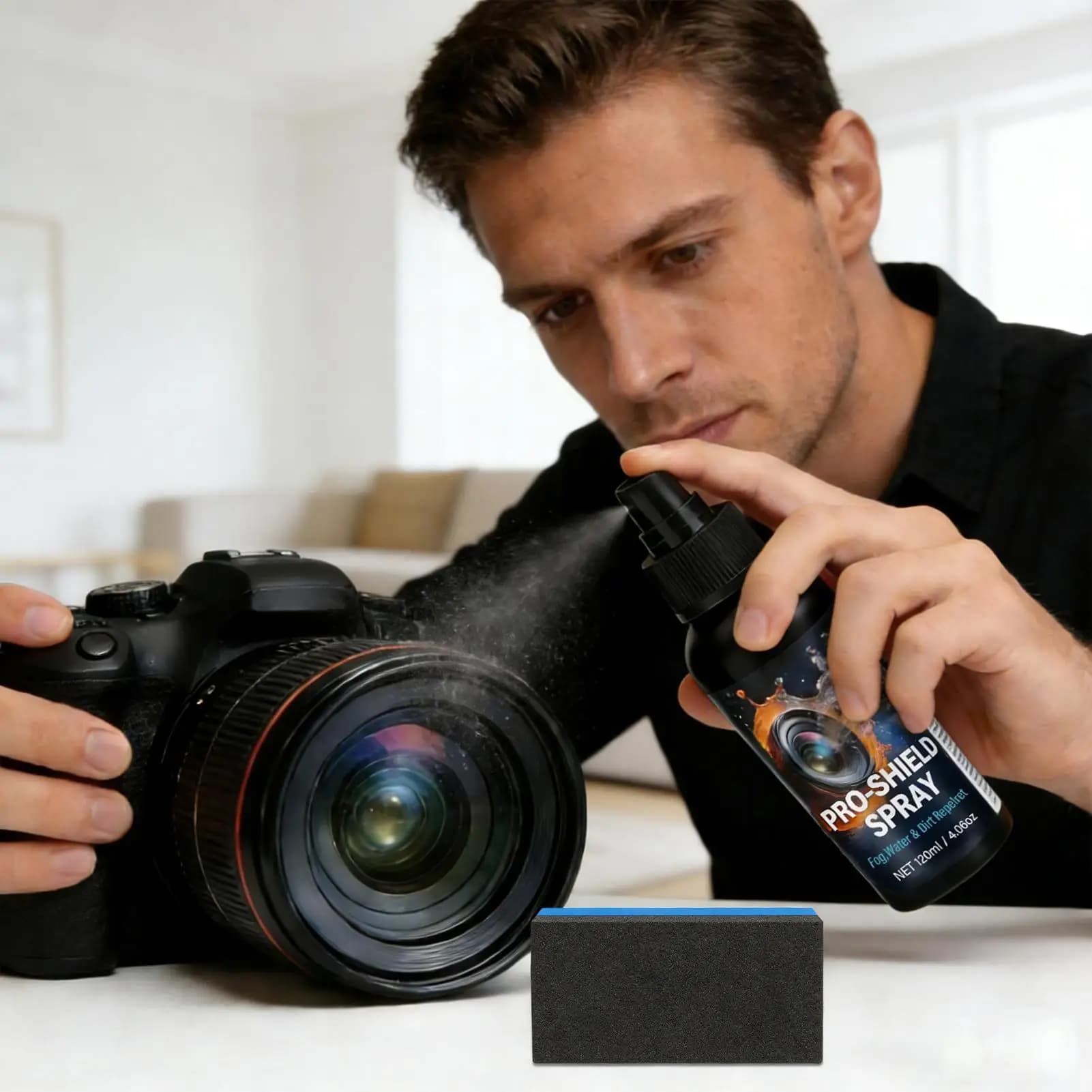 120 ml anti-fog cleaning solution for cameras, cleaning spray for swimming glasses lenses, mirrors, workplaces, sports, daily commuting, home