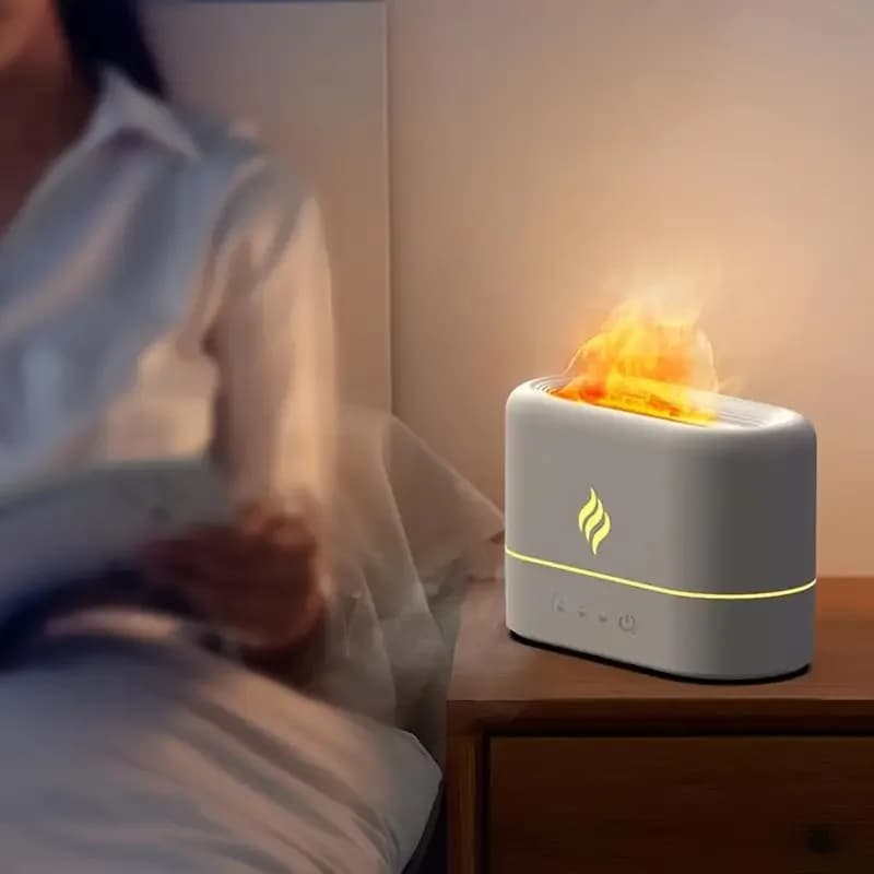 Diffusore e umidificatore di aromi a fiamma LED a 7 colori, protezione senza acqua con spegnimento automatico, diffusore di oli essenziali per spa, yoga, ufficio, casa