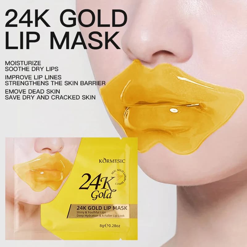 KORMESIC 24K Golden Crystal Collagen Lip Mask Hydrating Lips Carnose Lips Gel Masks Nutrient Hydrating Lip Lips Lip Lips Lips Skin Care