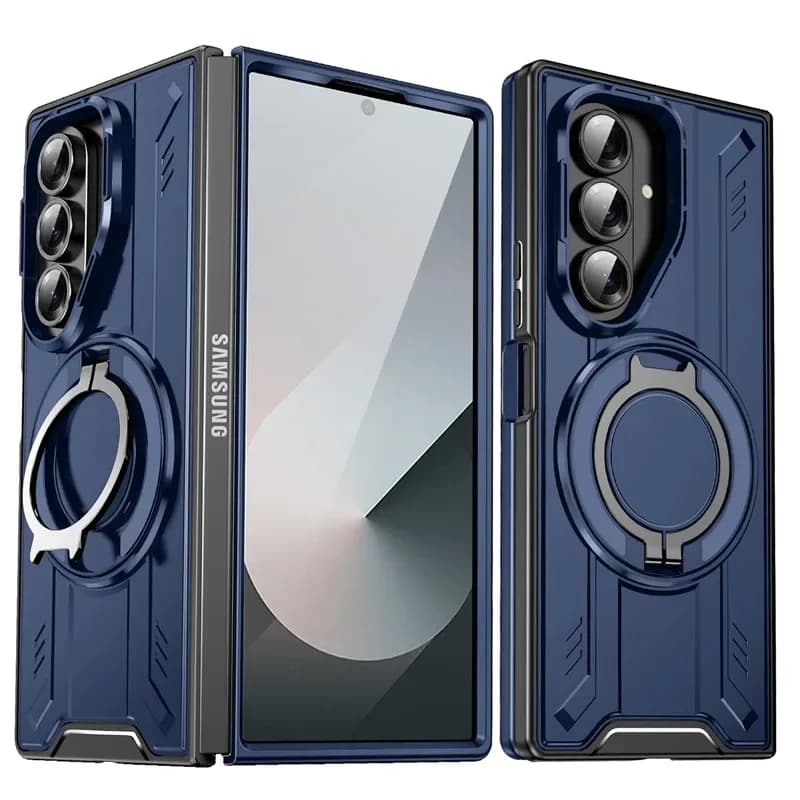 Fashional Armor Car Design Anello di supporto magnetico Custodia per telefono per Samsung Galaxy Z Fold 7 6 5 Lente durevole Antiurto Proteggi la copertura