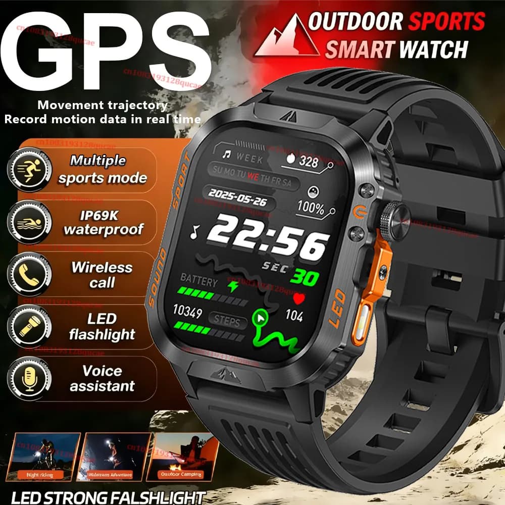 Nuovo Smartwatch Militare Robusto 2026 per Uomo, Chiamate Bluetooth, Monitoraggio Salute, Assistente Vocale AI, Impermeabile, per Android