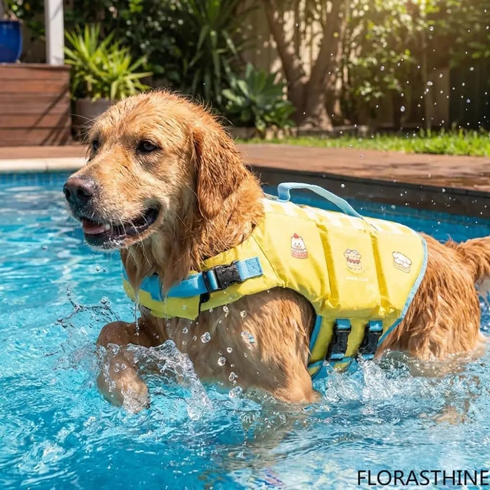Waterproof Dog Life Jacket Adjustable High Buoyancy Dog Swimming Thick Suit Sponge Pad Breathable Pet Life Vest Spring Summer