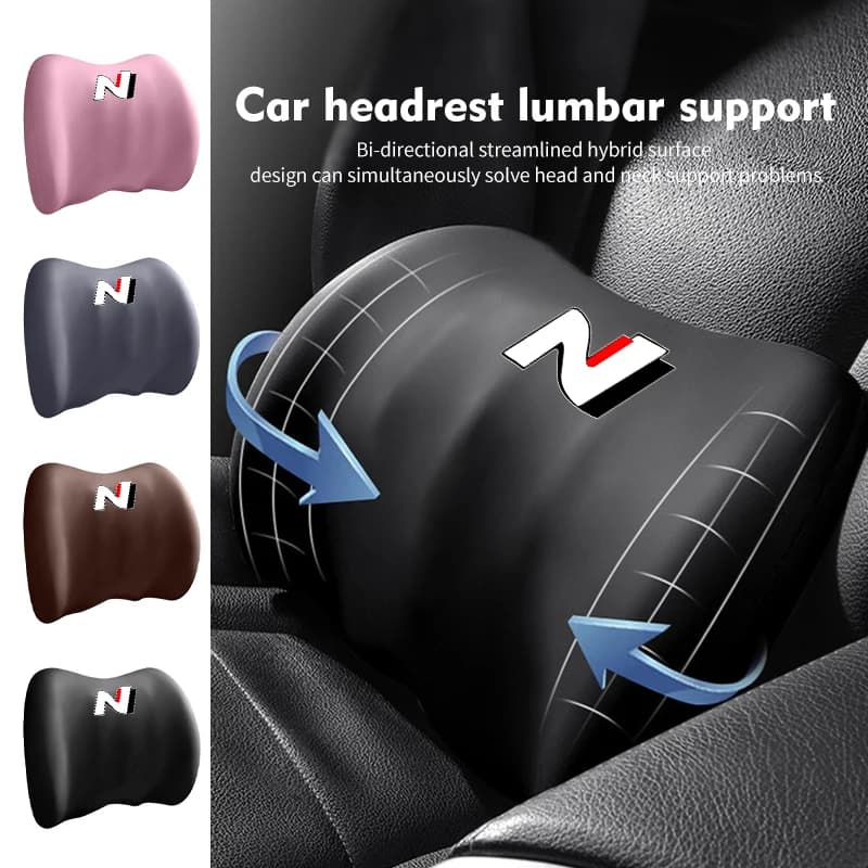 Car Neck Pillow Cushion Vehicle Seat Headrest Lumbar Support For Hyundai N LINE i30 i20 Sonata Accent Tucson Elantra Azera