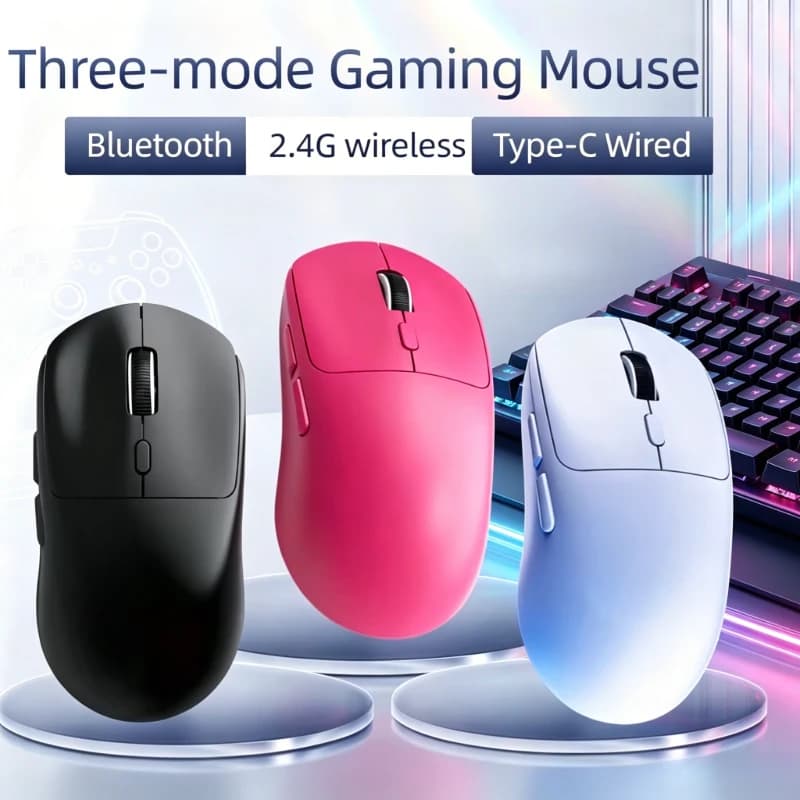 Nuovo Mouse Wireless Tri-Mode Modello 348, Bluetooth 2.4G, Cablato, Ricaricabile, Silenzioso, Ergonomico per Gaming e Ufficio, Compatibile con PC, Laptop e Tablet
