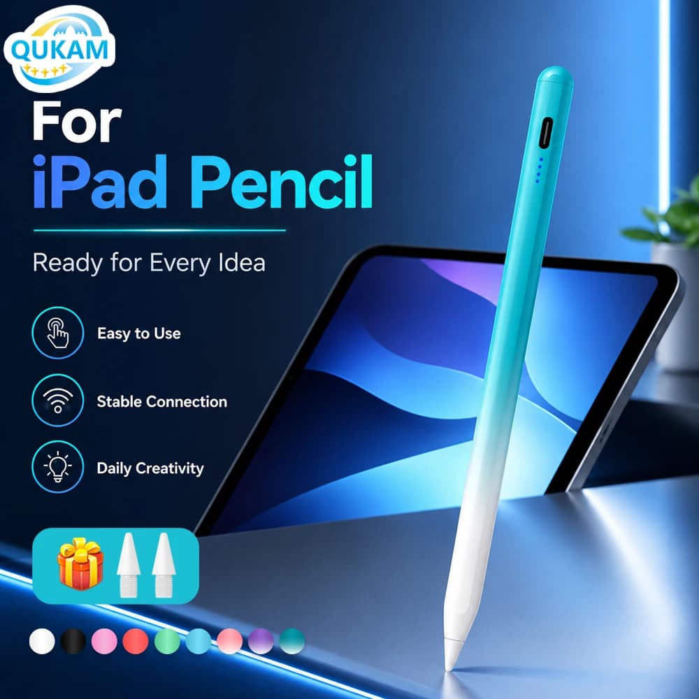 Penna Stylus per iPad 2018-2026 con Rilevamento del Palmo, Ricarica Rapida, Compatibile con iPad 10a/11a Gen, Pro 11, 12.9, 13, M4, Air 5, 6, Mini 5, 6, 7